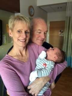 Jackson Bahm Herman meets grandma and grandpa at about 10 hrs old